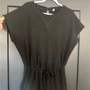Black Casual Drawstring Romper